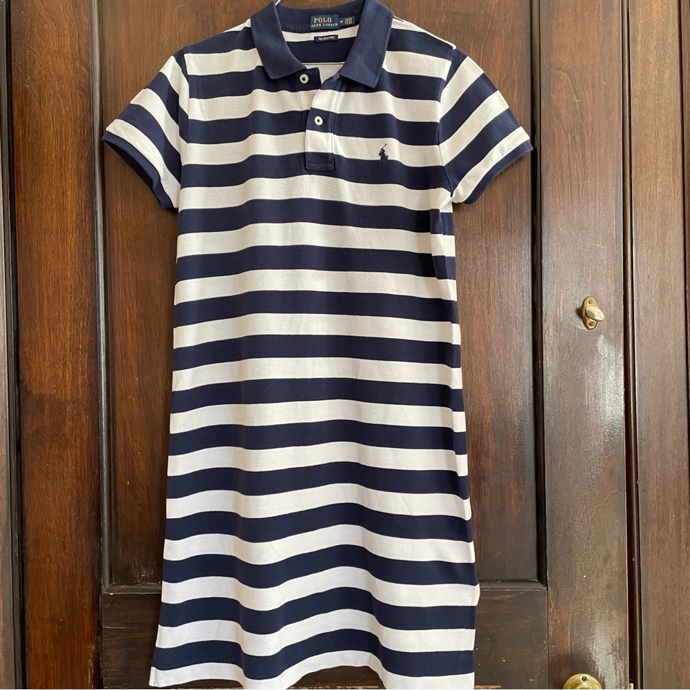 Polo Ralph Lauren women’s summer mini dress navy striped medium